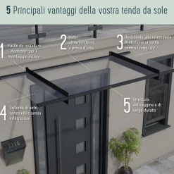 Canopia Amsterdam Pensilina Da Esterno 224X140 cm Trasparente