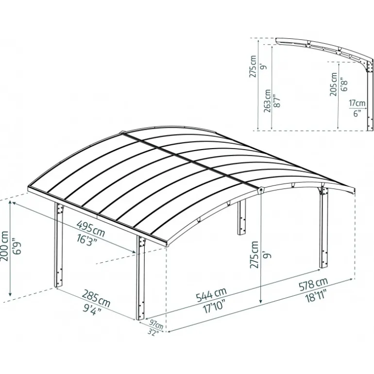 Canopia Arizona Breeze Carport Doppio in Alluminio 6 X 5 m