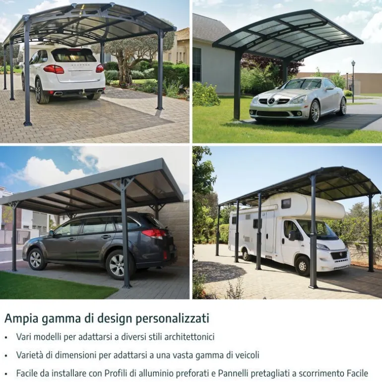Canopia Arizona Wave Carport Doppio in Alluminio 6 X 5 m