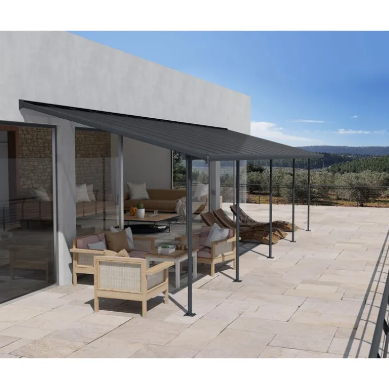 Canopia Capri Pergola Addossata in Alluminio 3X8.6 m Grigio