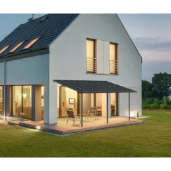 Canopia Capri Pergola Addossata in Alluminio 3X5.6 m Grigio