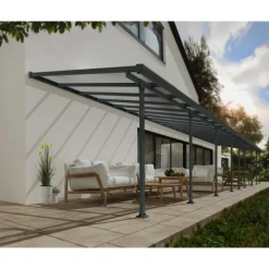Canopia Feria Pergola Addossata in Alluminio 3X13.4 m Grigio