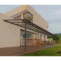 Canopia Feria Pergola Addossata in Alluminio 3X12.2 m Grigio