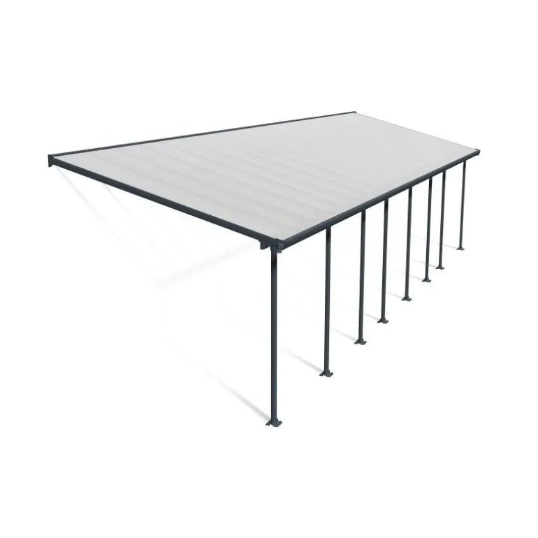 Canopia Feria Pergola Addossata in Alluminio 3X11.56 m Grigio