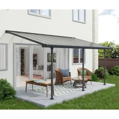 Canopia Feria Pergola Addossata in Alluminio 3X5.5 m Grigio