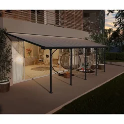Canopia Feria Pergola Addossata in Alluminio 3X8.5 m Grigio