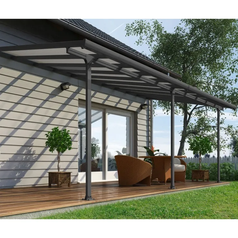 Canopia Feria Pergola Addossata in Alluminio 3X6.1 m Grigio