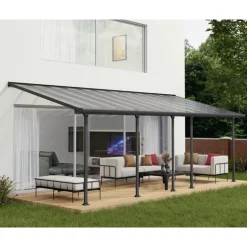 Canopia Feria Pergola Addossata in Alluminio 3X7.3 m Grigio