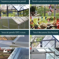 Canopia Harmony Trasparente Serra Da Giardino in Policarbonato 247X185X208 cm Grigio