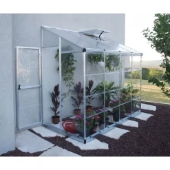 Canopia Lean-To Serra Da Giardino in Policarbonato Argento 244X124X225 cm Ibrida