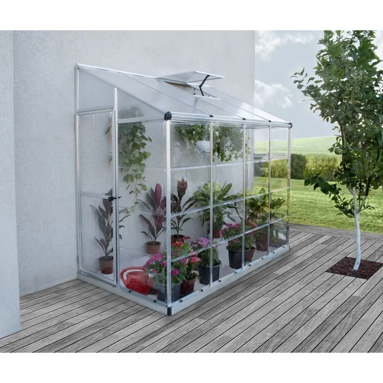 Canopia Lean-To Serra Da Giardino in Policarbonato Argento 244X124X225 cm Ibrida