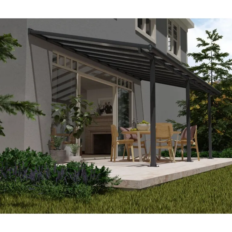 Canopia Olympia Pergola Addossata in Alluminio 3X6.2 m Grigio