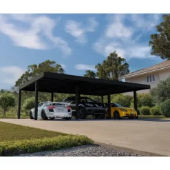 Canopia OSLO Carport in Alluminio 6X9 m Nero