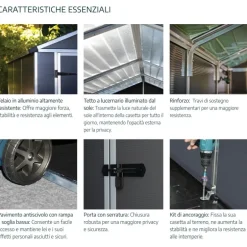 Canopia Rubicon Casetta Da Giardino in Policarbonato Ultra Resistente 528X237X235 cm Grigio Scuro