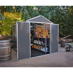 Canopia Rubicon Casetta Da Giardino in Policarbonato Ultra Resistente 229X185X217 cm Grigio Scuro