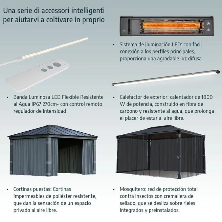 Canopia San Remo Pergola Chiusa in Alluminio 4X4.4 m Grigio