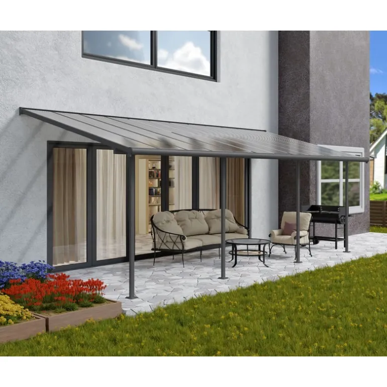 Canopia Sierra Pergola Addossata in Alluminio 3X7.4 m Grigio