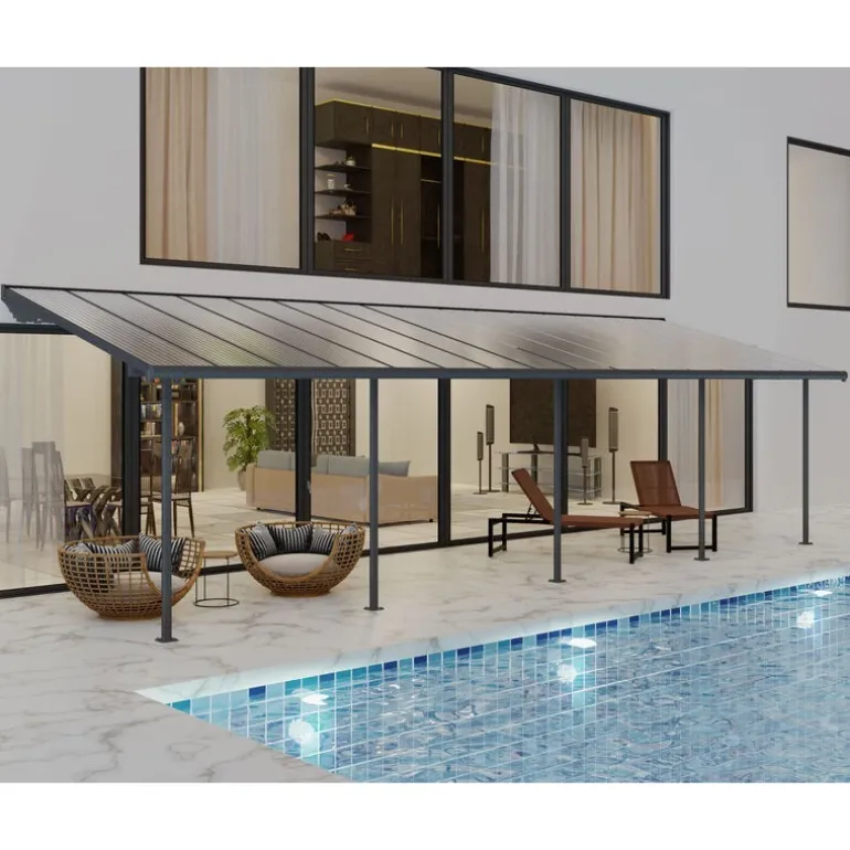 Canopia Sierra Pergola Addossata in Alluminio 3X9.2 m Grigio
