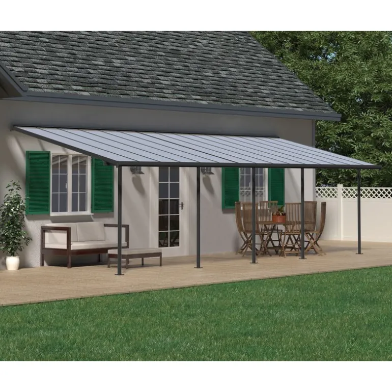Canopia Sierra Pergola Addossata in Alluminio 3X9.2 m Grigio