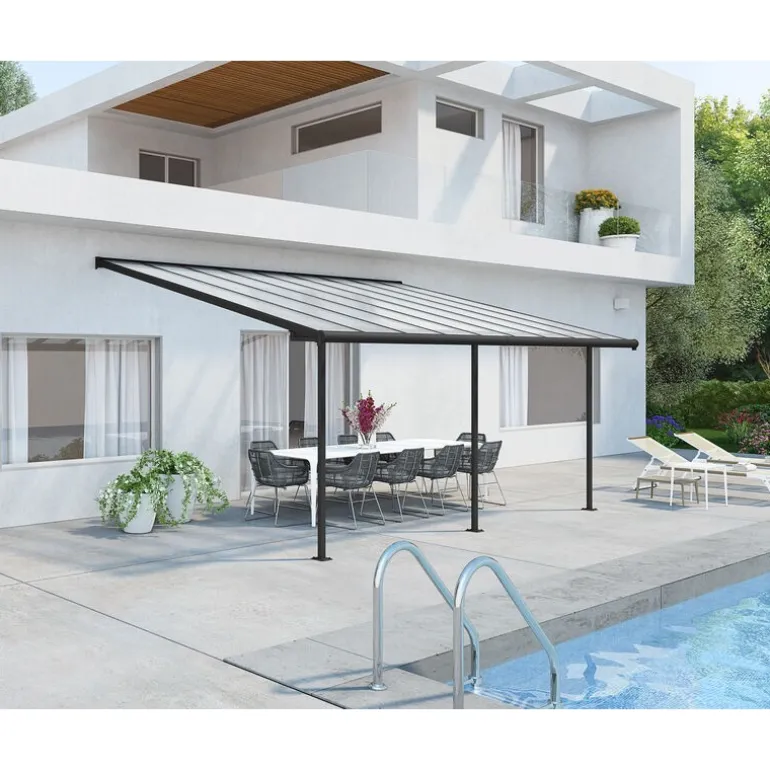 Canopia Sierra Pergola Addossata in Alluminio 3X5.6 m Grigio