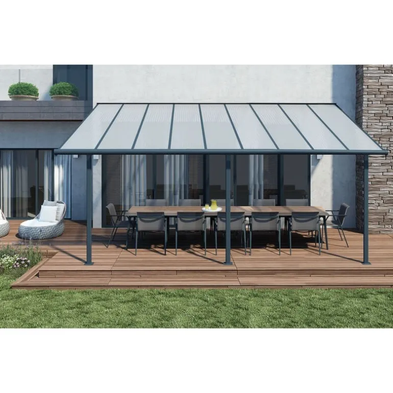 Canopia Sierra Pergola Addossata in Alluminio 3X5.6 m Grigio