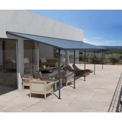 Canopia Sierra Pergola Addossata in Alluminio 3X10.4 m Grigio