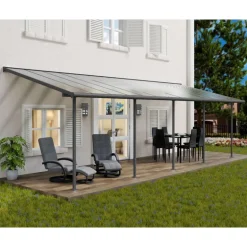 Canopia Sierra Pergola Addossata in Alluminio 3X8.6 m Grigio