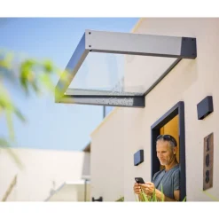 Canopia Sophia Pensilina Da Esterno 215X95 cm - Struttura Grigia Pannelli Opal Bianco