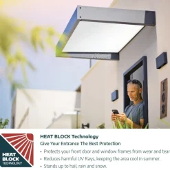 Canopia Sophia XL Pensilina Da Esterno 850X140 cm - Struttura Grigia Pannelli Opal Bianco