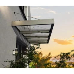 Canopia Sophia XL Pensilina Da Esterno 379X140X67 cm - Struttura Grigia Pannello Trasparente
