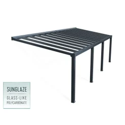 Canopia Stockholm Pergola Addossata in Alluminio di Premium 3.4X9.5 m Trasparente