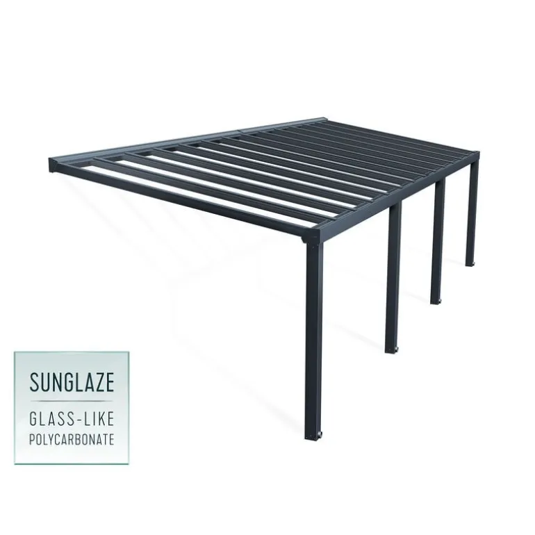 Canopia Stockholm Pergola Addossata in Alluminio di Premium 3.4X9.5 m Trasparente