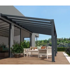 Canopia Stockholm Pergola Addossata in Alluminio di Premium 3.4X8 m Trasparente