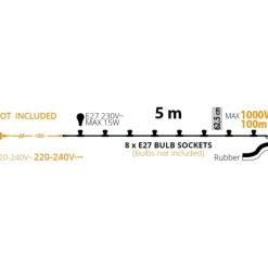 Catena Party Light con 8 Portalampada E27 5m Prolungabile