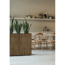Fioriera Alta Herstera DECO PLANTER DIVIDER 40 in Metallo colore Nero e Legno 100x40x80 cm