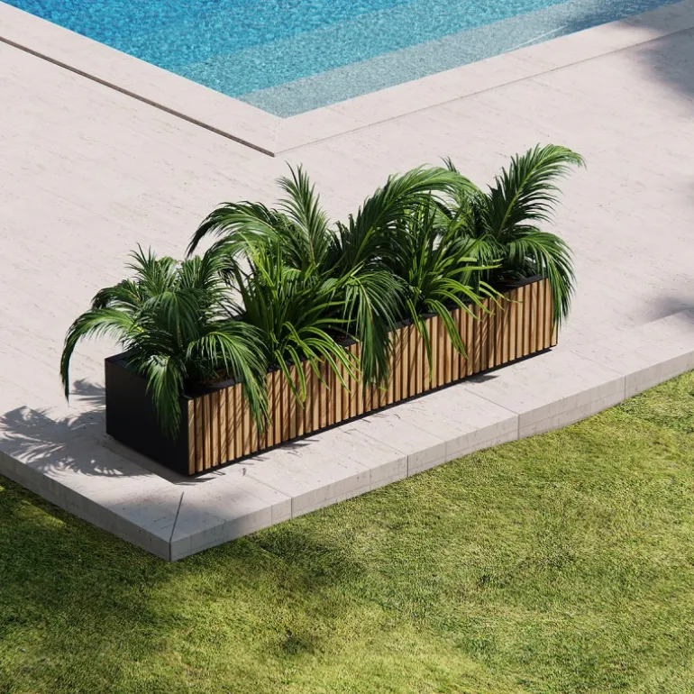 Fioriera Bassa Herstera PLANTER WOOD XIC 150 in Metallo colore Antracite 150x40x25cm