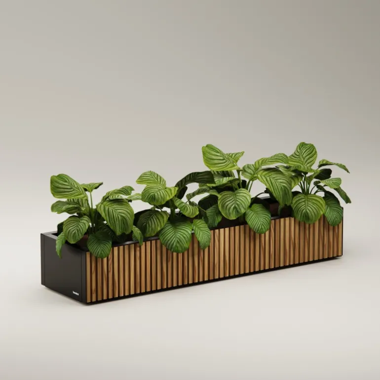Fioriera Bassa Herstera PLANTER WOOD XIC 150 in Metallo colore Antracite 150x40x25cm