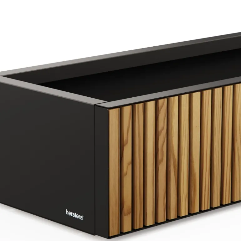 Fioriera Bassa Herstera PLANTER WOOD XIC 100 in Metallo colore Antracite 100x40x25cm
