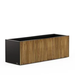 Fioriera Herstera DECO PLANTER in Metallo colore Nero e Legno 150x50x50 cm