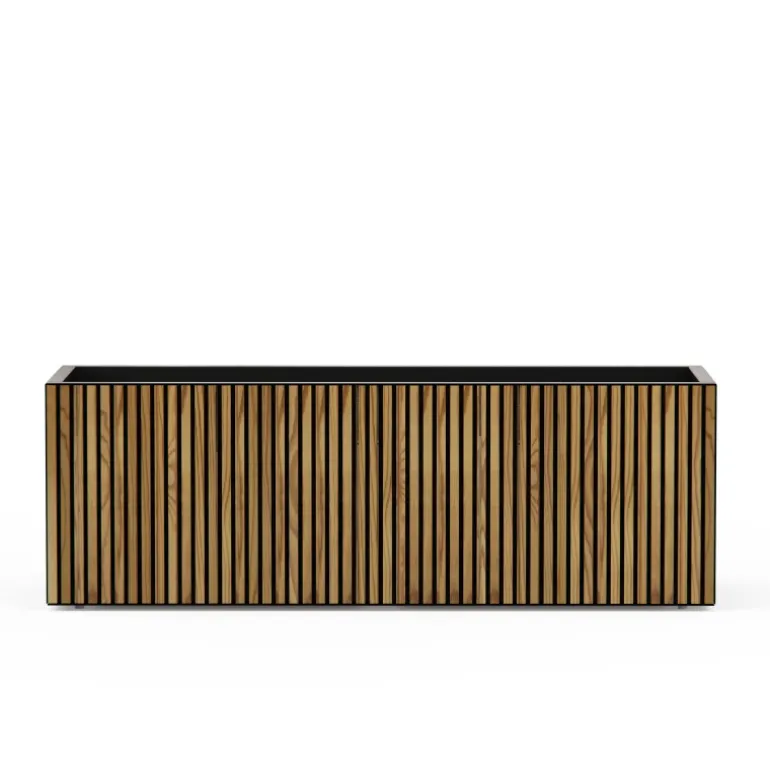 Fioriera Herstera DECO PLANTER in Metallo colore Nero e Legno 150x50x50 cm