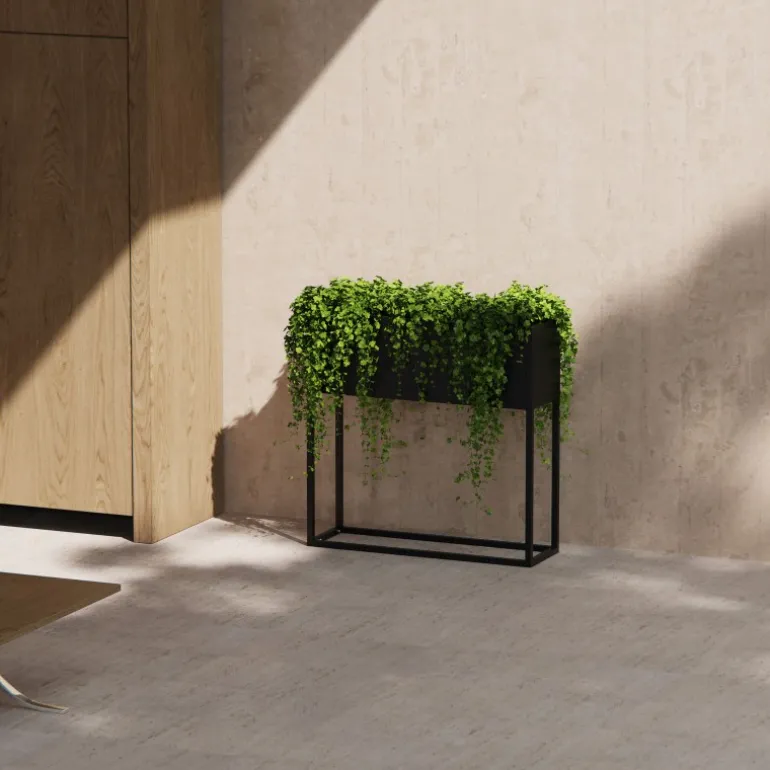 Fioriera Hestera PLANTER HUB in Metallo colore Antracite 80x25x78