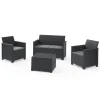 Keter Set 2 Poltrone + Divano + Tavolino contenitore EMMA LOUNGE Grafite