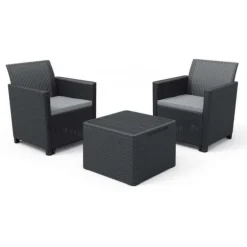 Keter Set 2 Poltrone + Tavolino CLAIRE BALCONY SET Grafite