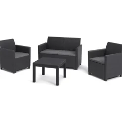 Keter Set Lounge MARIE Grafite Divano + 2 Poltrone + Tavolino Aperto