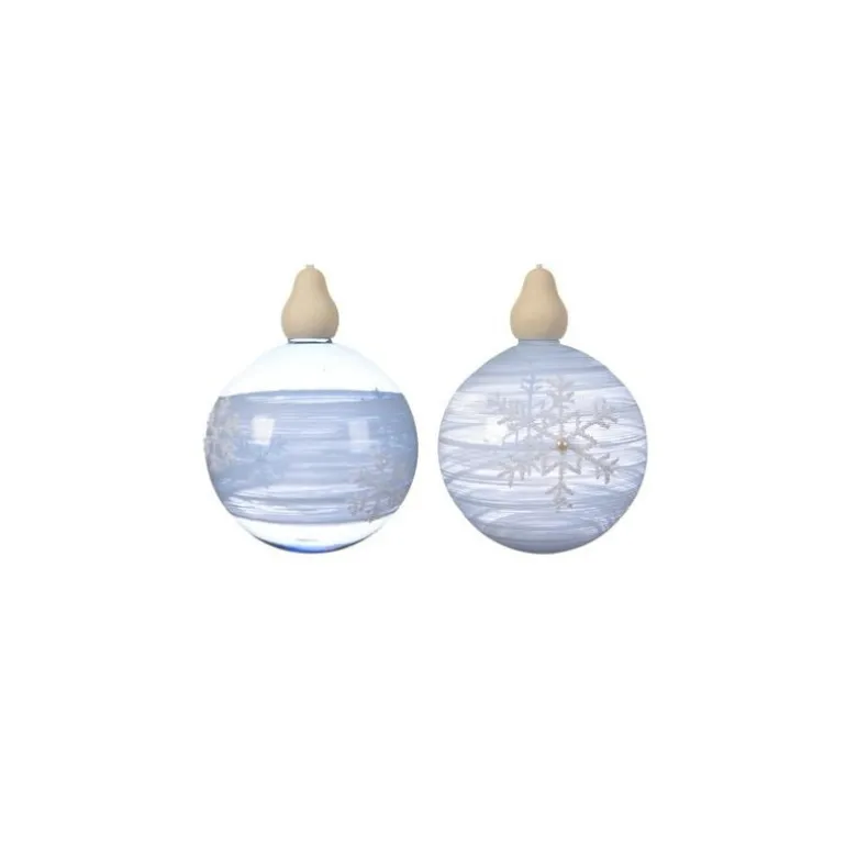 Pallina da Appendere con Fiocchi di Neve Blu 10 cm. Pezzo Singolo