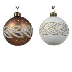 Palline di Natale con foglie da Appendere Set da 3
