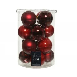 Palline di Natale in vetro da appendere 8 cm Rosso. Set 16