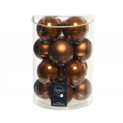 Palline di Natale in vetro da appendere 8 cm Cannella. Set 16