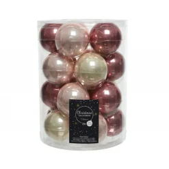 Palline di Natale in vetro da appendere 6 cm Oro e Rosa. Set 20