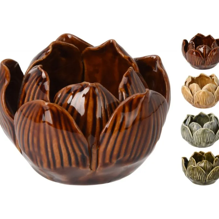 Porta Tea Light Fiore di Loto 8x5 Cm. Pezzo Singolo